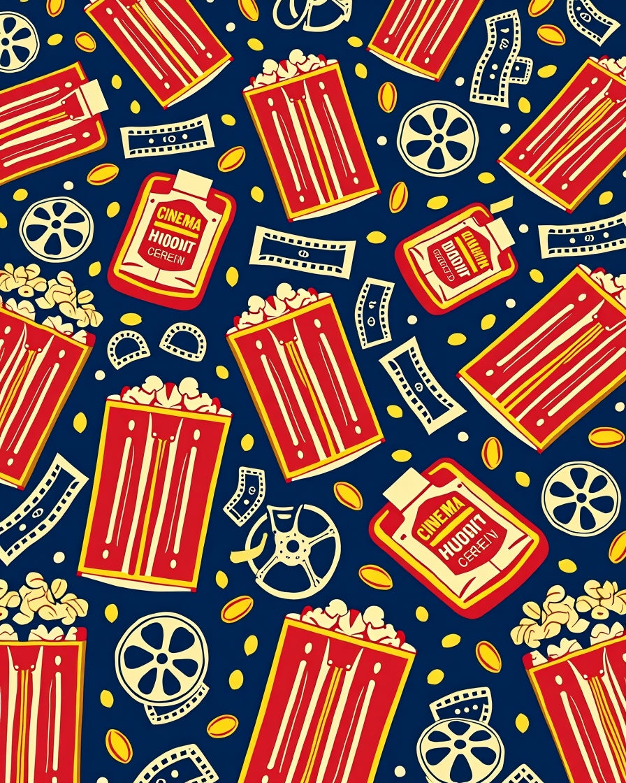 Retro Cinema Popcorn Pattern Rug