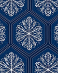 Deep Blue Hexagon Floral Medallion Rug