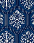 Deep Blue Hexagon Floral Medallion Rug