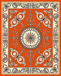 Ornate Floral Medallion Orange Cream Rug