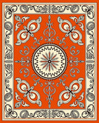 Ornate Floral Medallion Orange Cream Rug