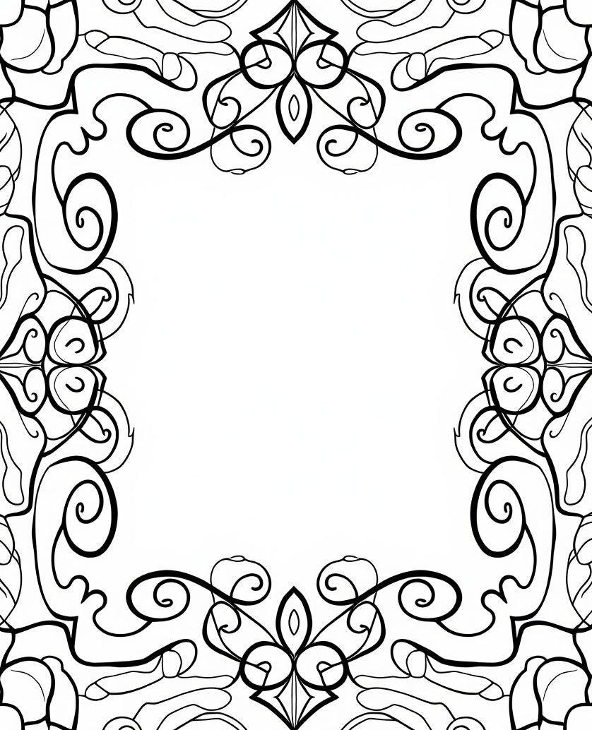 Ornate Scrollwork Floral Frame Design Rug