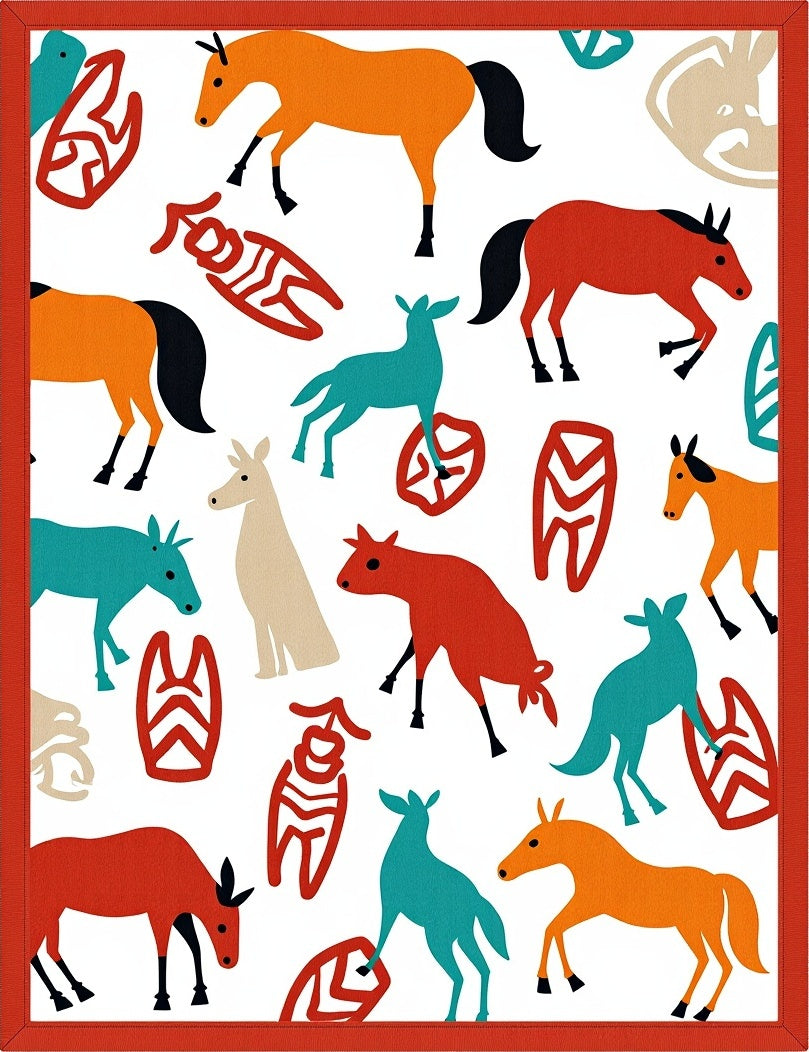 Tribal Horse Symbol Pattern Rug