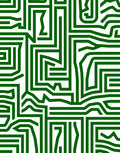 Abstract Green Maze Pattern Rug