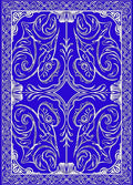 Elegant Blue White Floral Scroll Border Rug