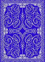 Elegant Blue White Floral Scroll Border Rug