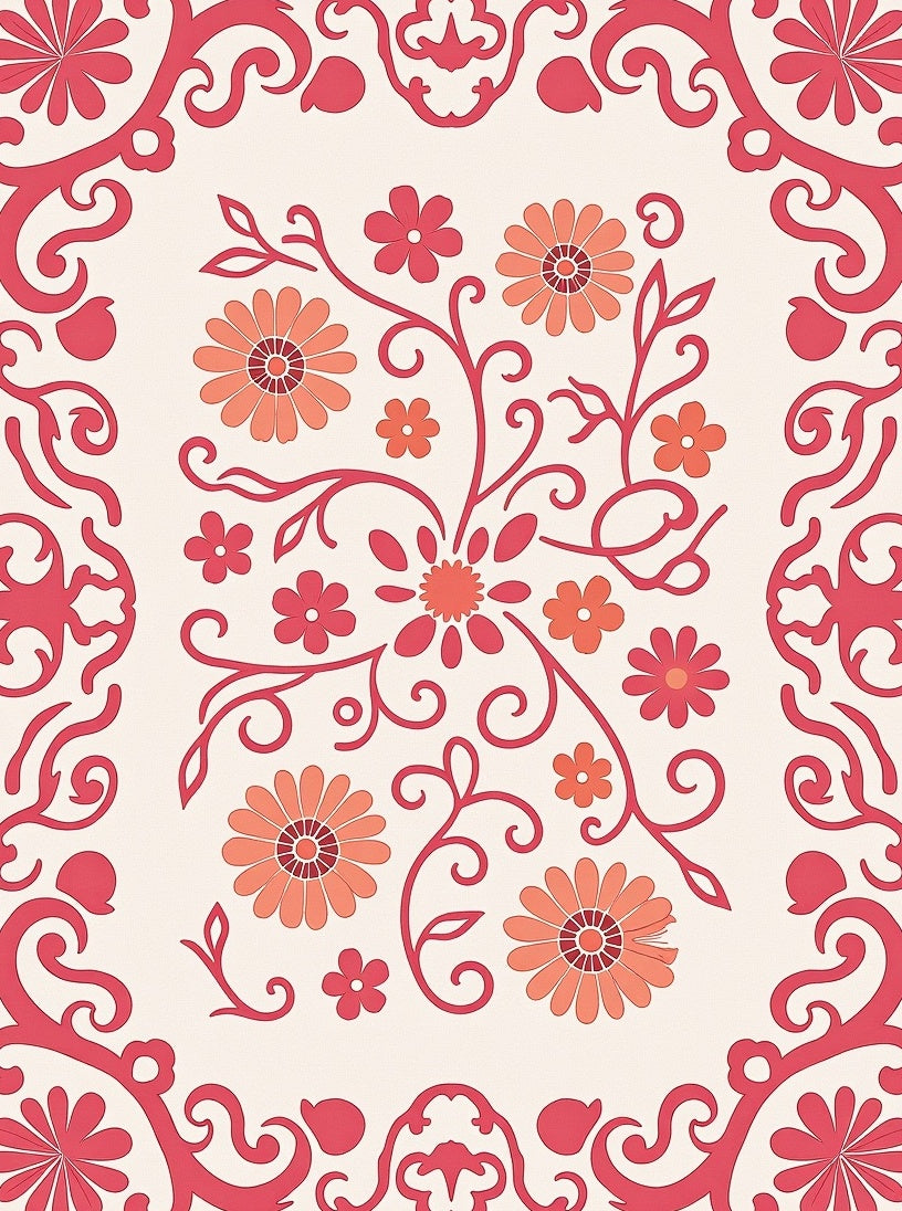 Floral Vine Decorative Pattern Rug