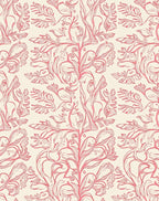 Ornate Pink Floral Vine Pattern Rug