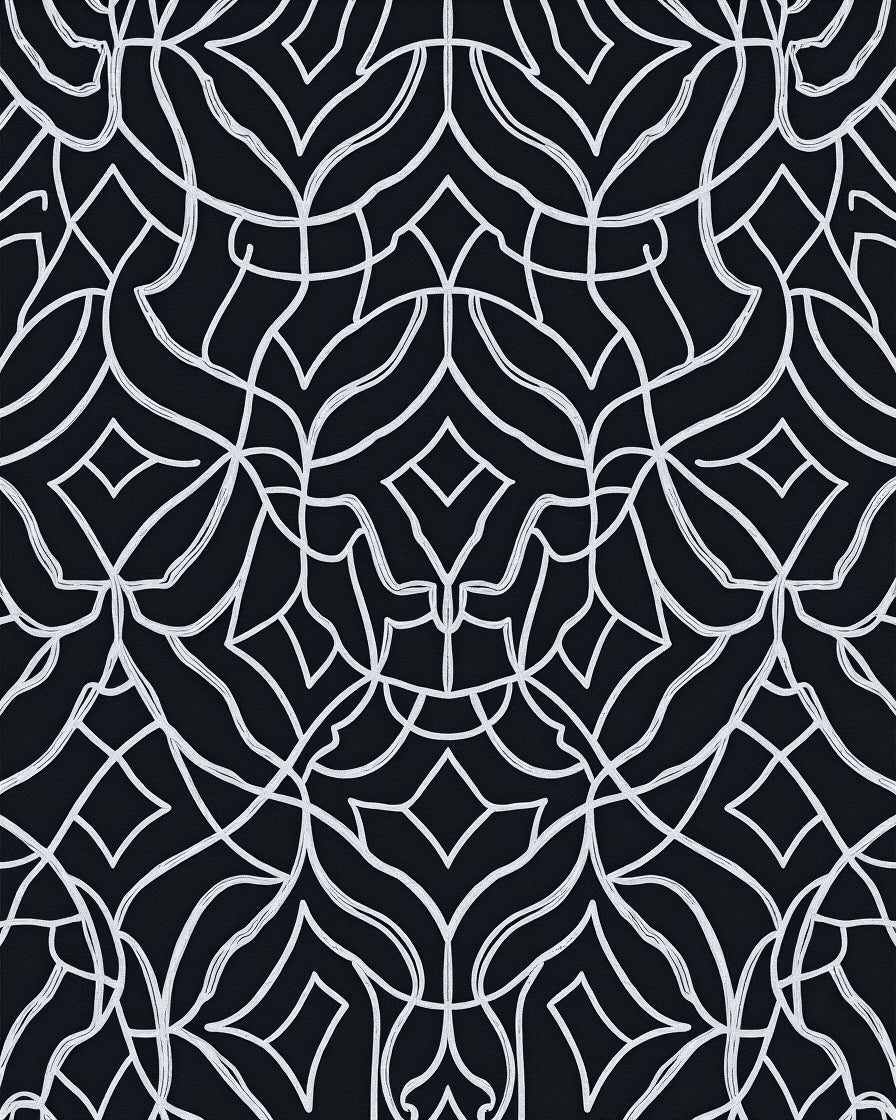Monochromatic Floral Arabesque Pattern Rug