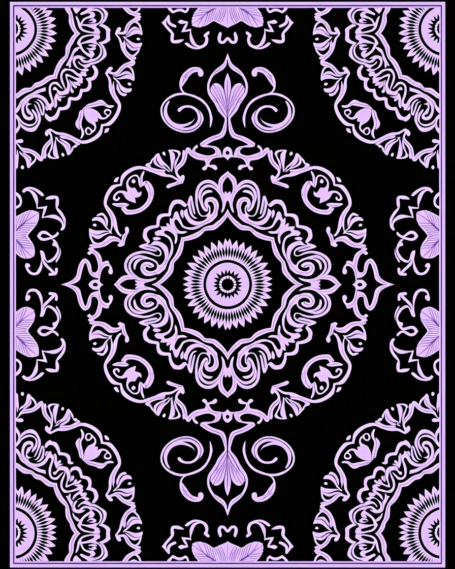 Ornate Lavender Mandala Pattern Rug