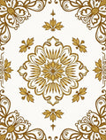 Ornate Gold Floral Mandala Pattern Rug