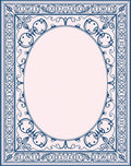 Ornate Blue White Decorative Frame Rug