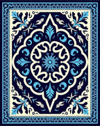 Navy Blue Traditional Floral Pattern Rug