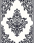 Classic Black White Floral Motif Rug