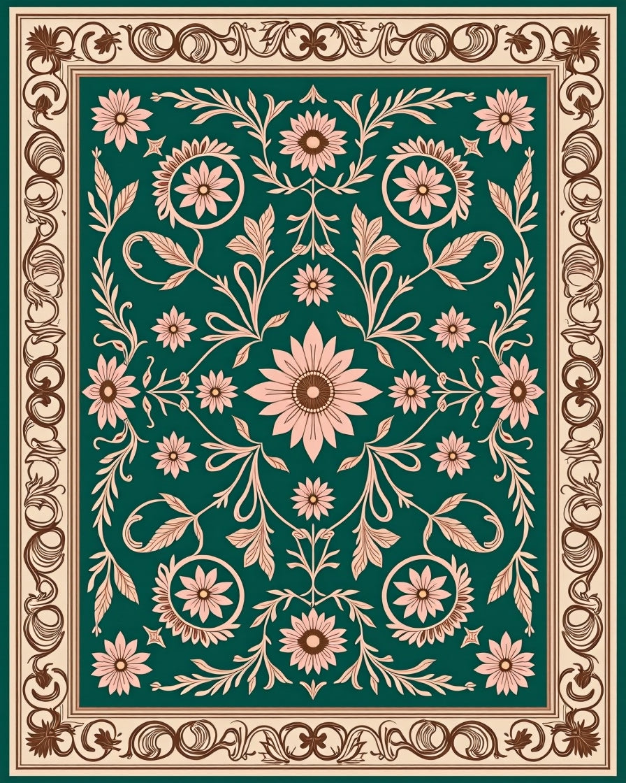 Classic Floral Vine Patterned Rug