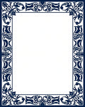 Deep Blue Ornate Scroll Border Rug