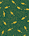 Yellow Fish Amidst Swirling Lines Design Rug