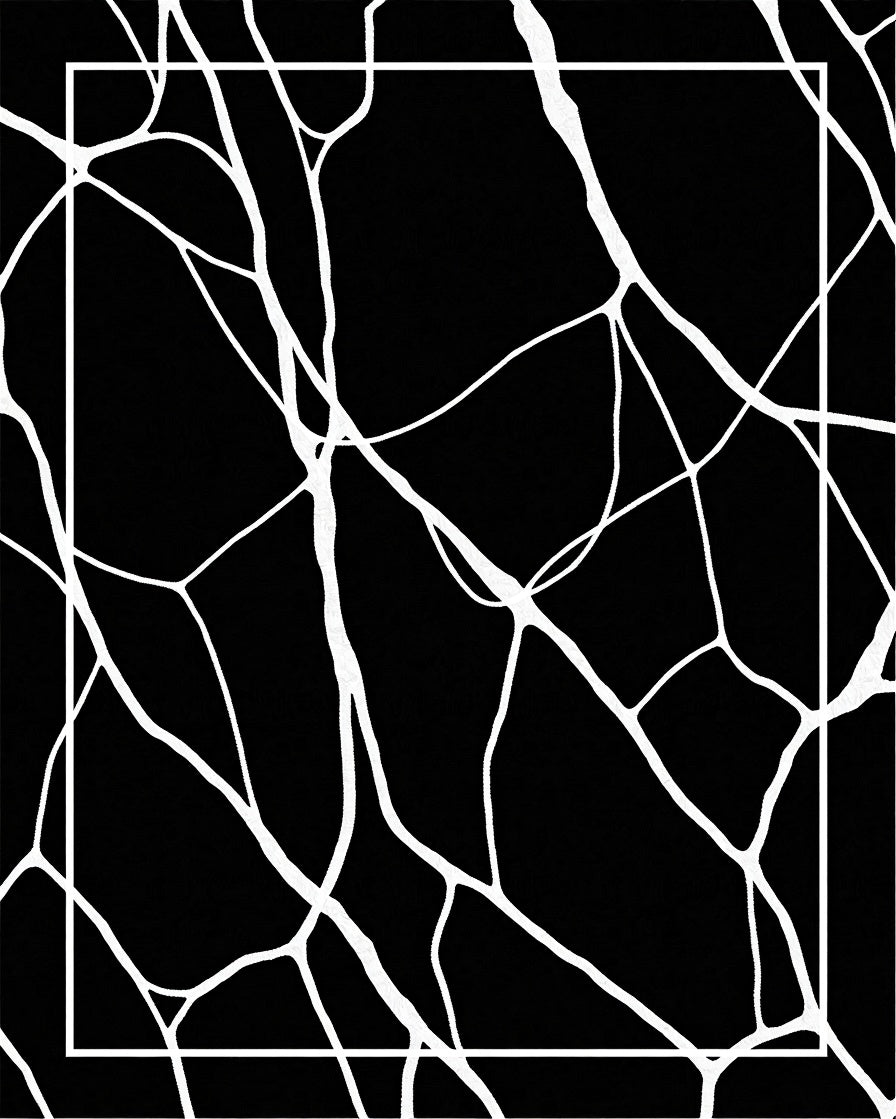 Black White Intersecting Line Abstract Rug
