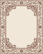 Ornate Floral Scrollwork Decorative Border Rug