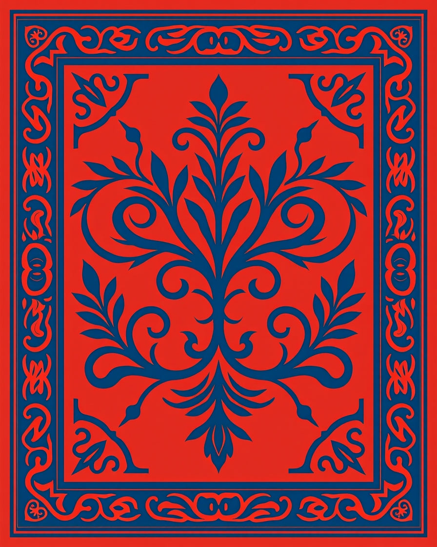 Vibrant Floral Scrollwork Carpet Design Rug