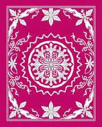 Fuchsia Floral Medallion Border Rug