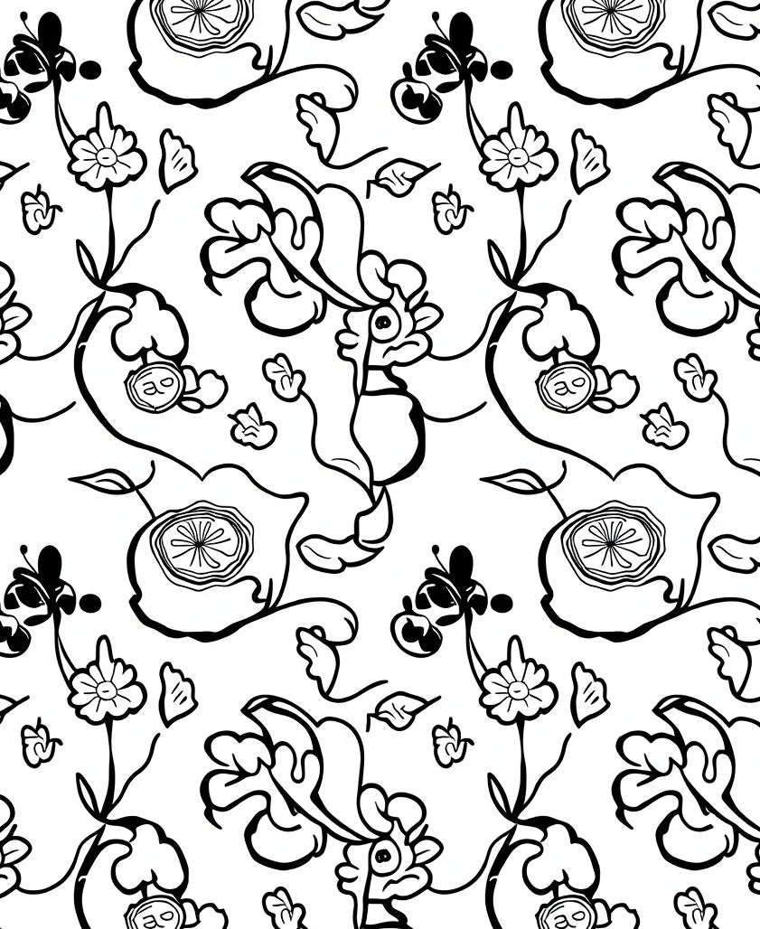 Whimsical Floral Vine Abstract Design Rug