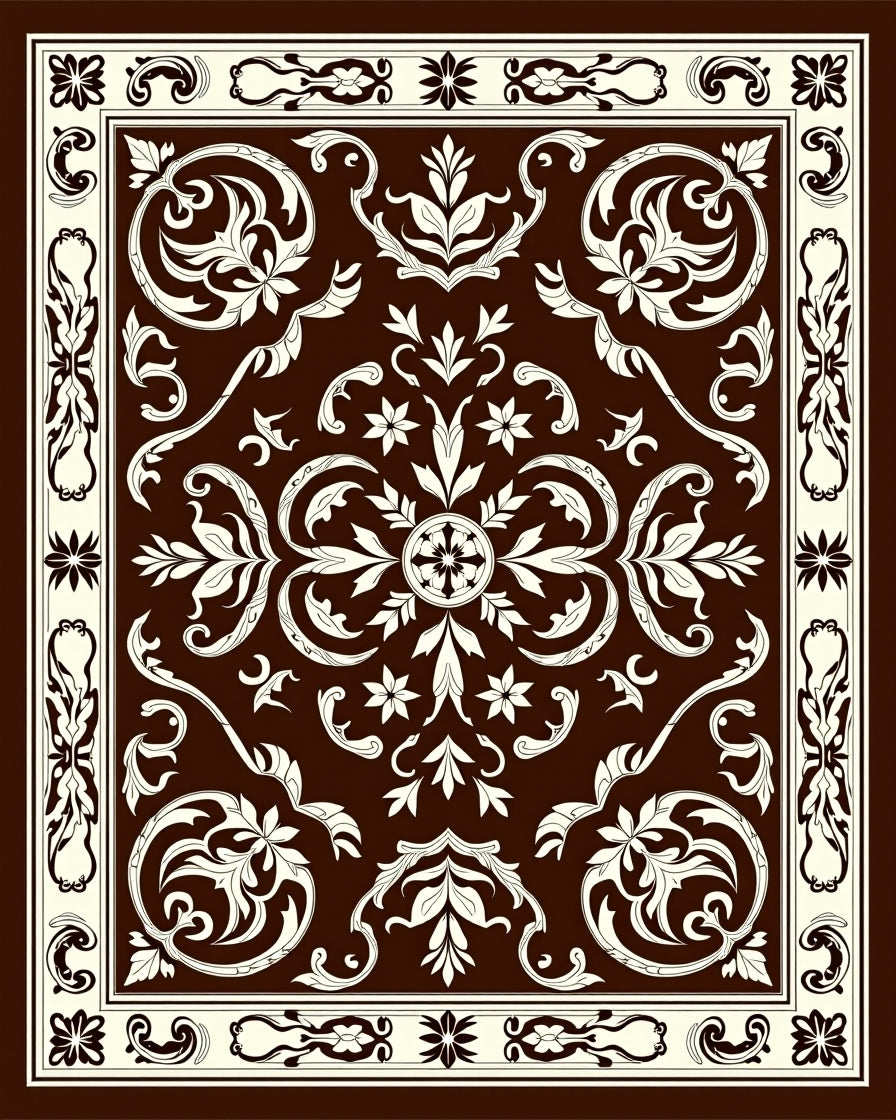 Classic Floral Scrollwork Design Rug