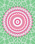 Symmetric Pink Green Floral Mandala Design Rug