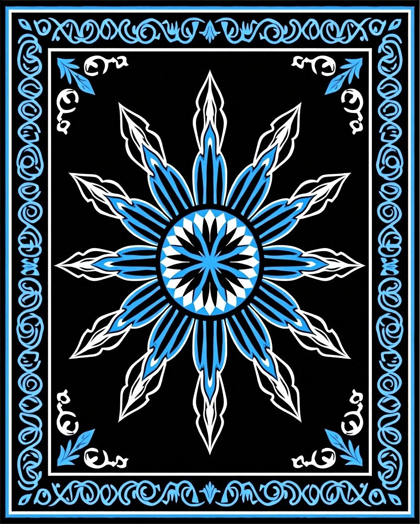 Central Sun Floral Medallion Pattern Rug