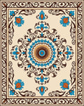 Floral Mandala With Swirl Border Design Rug