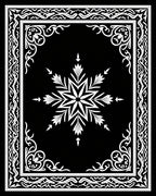 Ornate Snowflake Star Border Design Rug