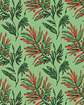 Tropical Leaf Pattern With Red Accents Rug