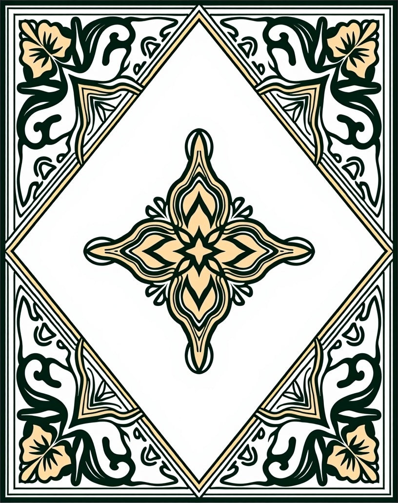 Art Nouveau Floral Geometric Pattern Rug