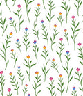 Floral Stem Pattern with Pink Yellow Blue Rug