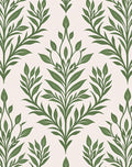 Green Leafy Damask Floral Pattern Rug