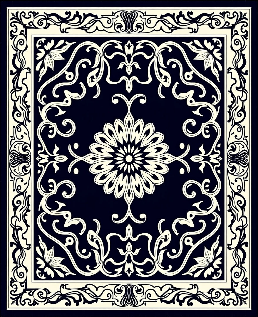 Elegant Floral Scrollwork Pattern Rug