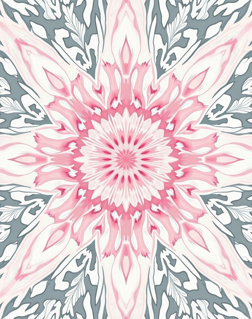 Pink Floral Mandala Pattern Rug