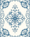Blue Scrollwork Medallion Pattern Rug