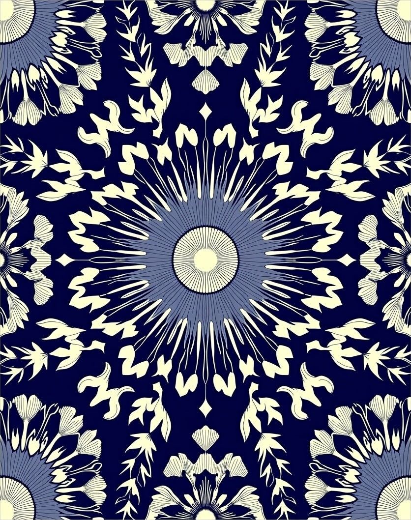 Radiating Floral Sunburst Pattern Rug