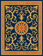 Classic Ornate Scrollwork Cobalt Rug