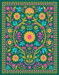 Vibrant Skull Floral Design Rug