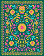 Vibrant Skull Floral Design Rug