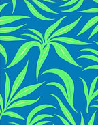 Bold Green Leaf Pattern Rug
