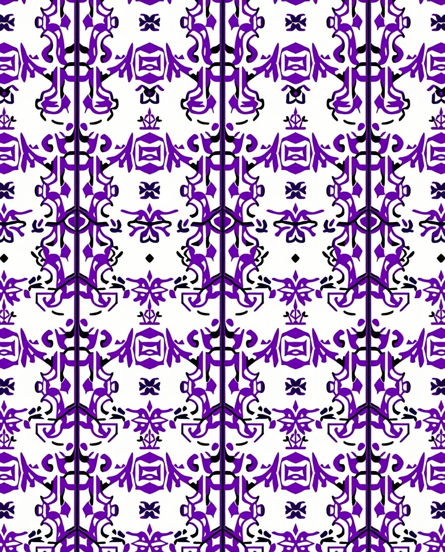 Intricate Purple Floral Stripe Pattern Rug
