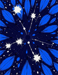 Abstract Blue Feather Burst Pattern Rug