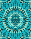 Intricate Teal Mandala Geometric Pattern Rug