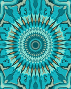 Intricate Teal Mandala Geometric Pattern Rug