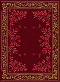 Elegant Red and Gold Floral Border Rug