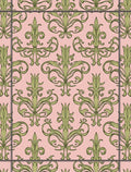 Elegant Green Damask Pattern Rug
