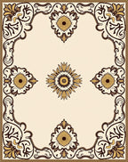 Ornate Floral Scrollwork Border Design Rug